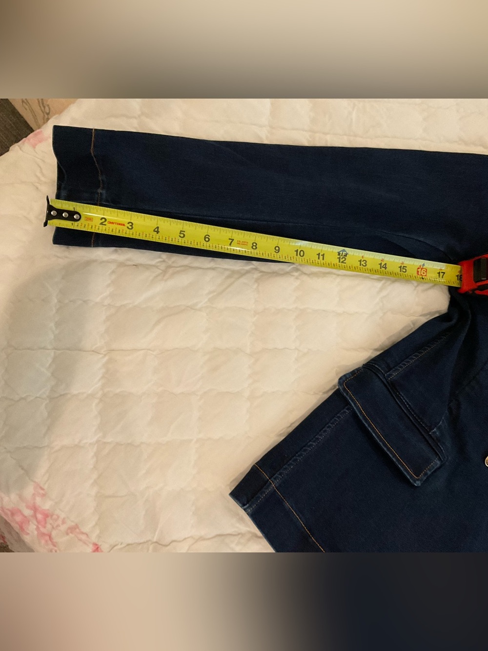 Sam Edelman Imogen Double-Breasted Dark Denim Blazer with Gold Buttons - Picture 10 of 10